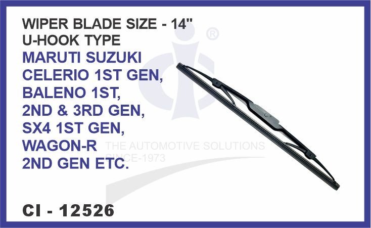 WIPER BLADE 14" U HOOK TYPE MARUTI SUZUKI CELERIO 1ST GEN, BALENO 1ST, 2ND & 3RD GEN, SX4 1ST GEN, WAGON-R 2ND GEN  ETC.